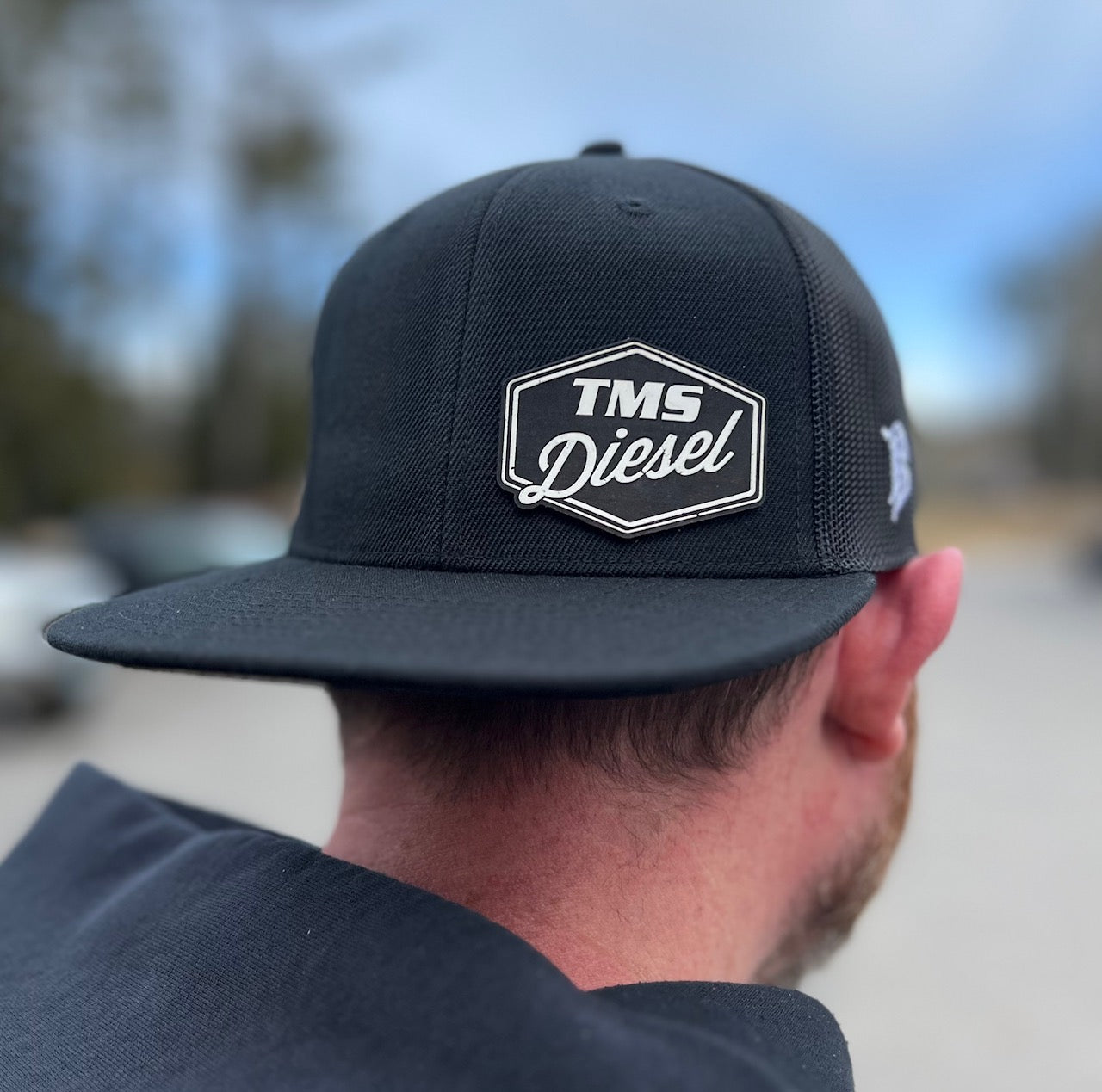 Black Flatbrim Hat w/ Black & White Patch